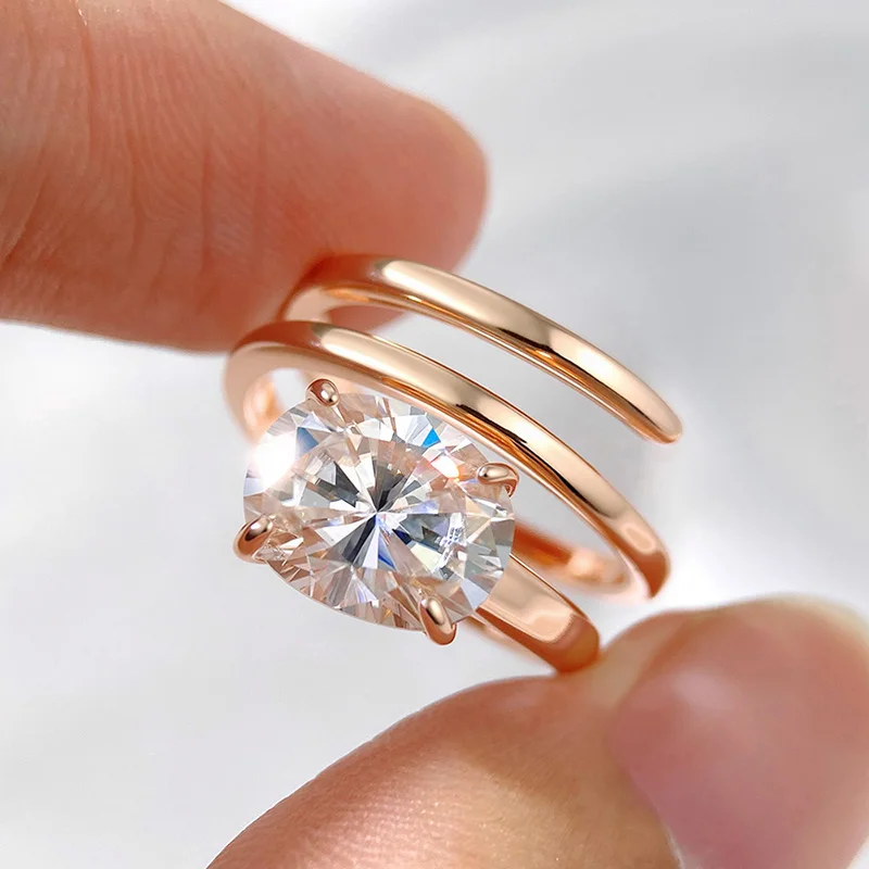 Anillo solitario de moissanita chapado en 14K con certificado Smyoue 1CT-3CT, banda de diamante de laboratorio de boda para mujer, plata 925 pura, 100% Shani Abergel
