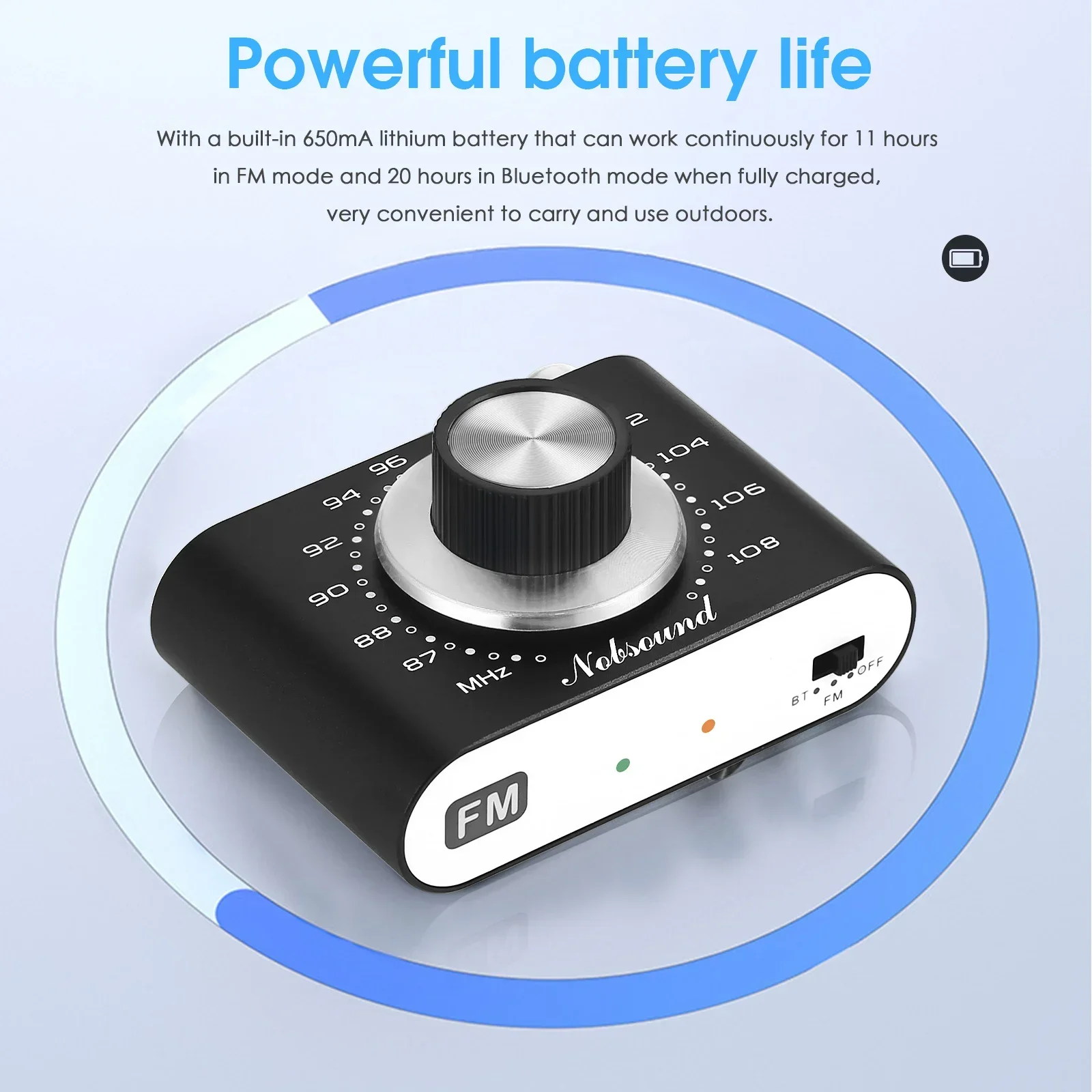 Douk Audio Portátil 87-108Mhz Sintonizador de Radio FM Estéreo Bluetooth 5.0 Receptor Recargable con Salida de 3,5 mm