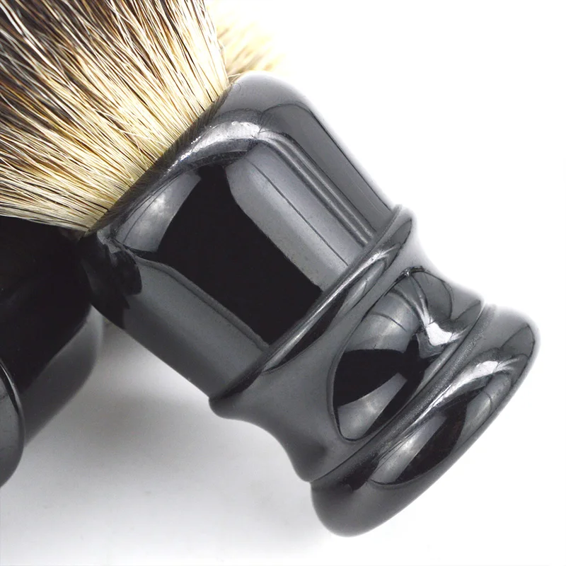 DSCOSMETIC Brocha de Afeitar para Hombre con 2 Bandas, Pelo Natural y Mango de Resina Negra