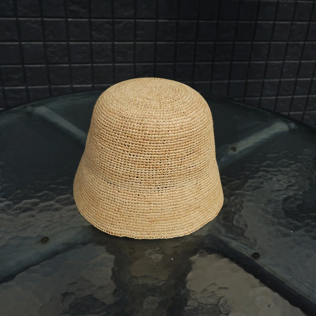 Sombrero de pescador de lujo con aguja fina de rafia a la moda para mujer, sombrero de pescador con protección solar de verano, sombrero de lavabo de ala ancha de diseñador K Pop