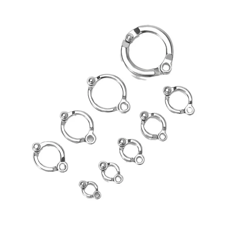 Anillos de pie para loros, anillos de Metal para patas de pájaros y mascotas, actividades de entrenamiento con moscas al aire libre, Clip de apertura antipérdida, accesorios de correa de 0,45 a 1,15 CM