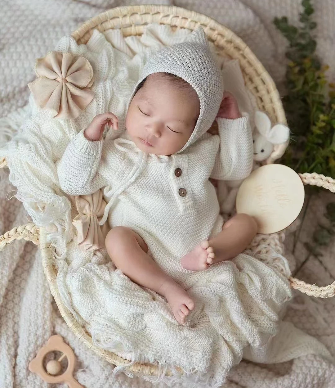 Paja canastillas newborn photography props vintage cuna bebe accesorios para fotografia de bebe recién nacido posando nido atrezzo fotografia bebe Cesta Recién Nacido with Handles newborn fotografia