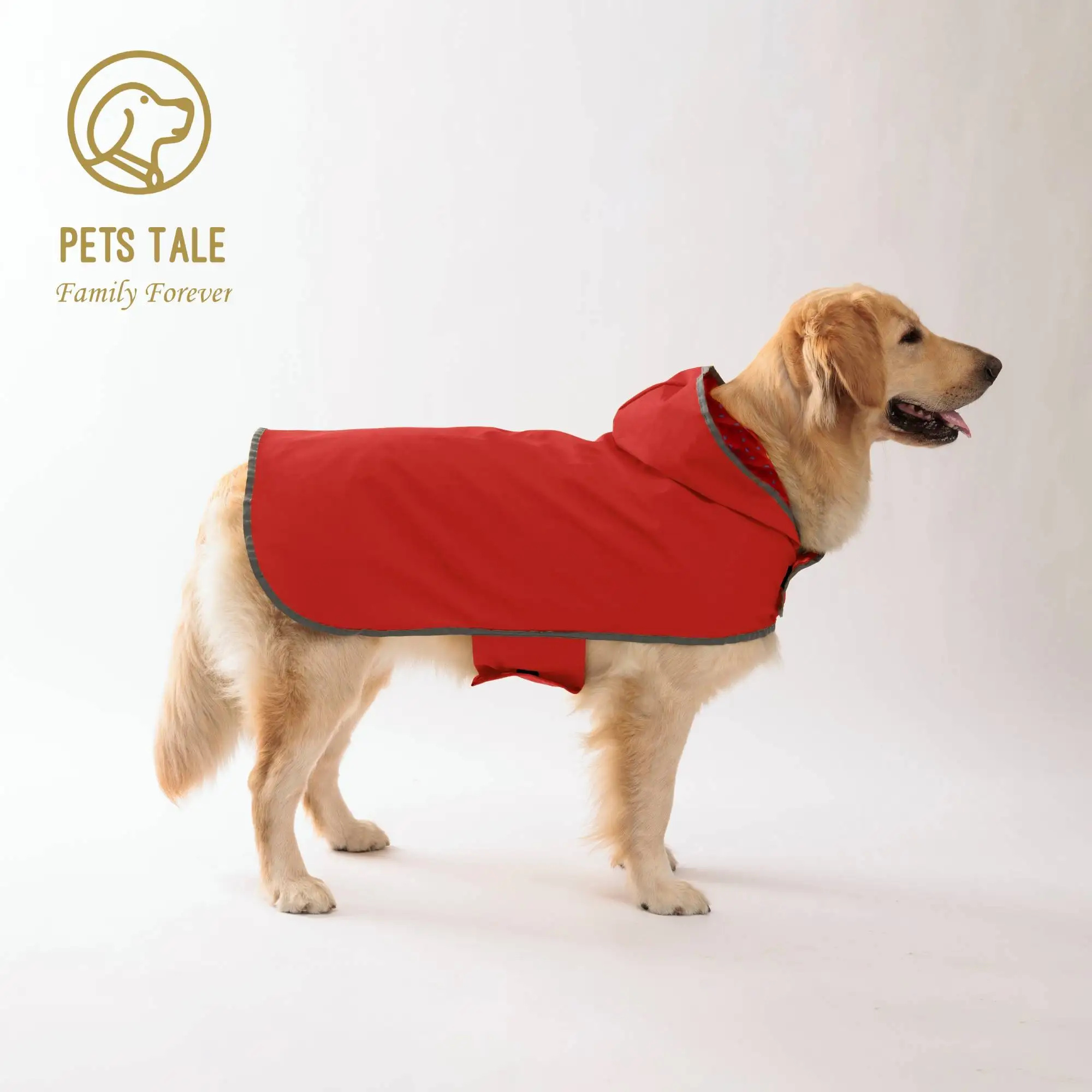 Chubasquero para perros para todo tipo de clima: abrigo impermeable de doble cara con revestimiento de PU de fibra de poliéster y cierre de velcro de ajuste rápido