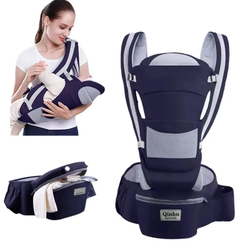 Mochila Portabebés Ergonómica para Recién Nacidos, Portabebés con Asiento de Cadera, Portabebés Ergonómico Tipo Canguro Orientado hacia Adelante, para Viajes