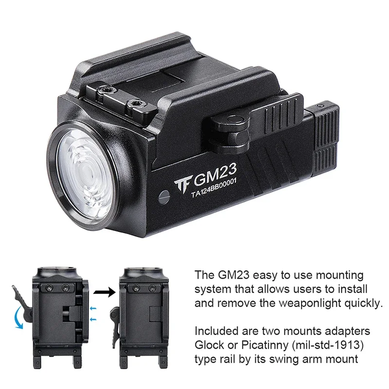 Trustfire GM23 linterna Led táctica 800LM luces de liberación rápida recargables por USB para GL y riel Picatinny de 20mm Tauru TX2