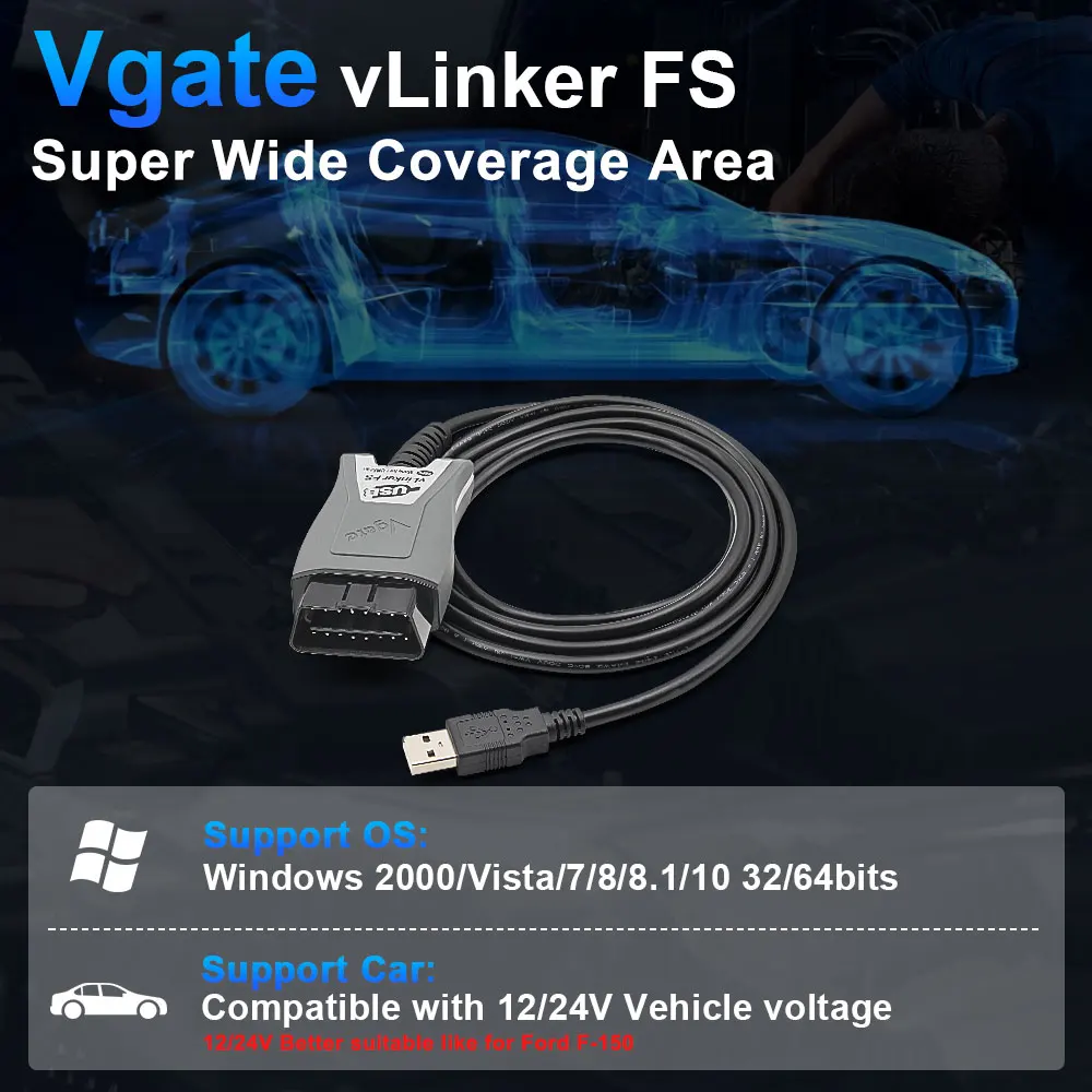 Vgate-Herramientas de interfaz de escáner de diagnóstico de coche vLinker FS ELM327 para Ford FORScan HS MS CAN ELM 327 OBD 2 OBD2, OBDII para Mazda