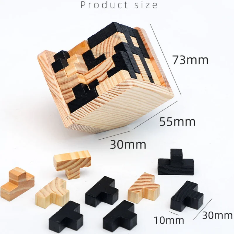Rompecabezas de cubo 3D Luban entrelazado juguete educativo creativo de madera cerebro IQ mente juego de aprendizaje temprano regalo para niños letra 54T