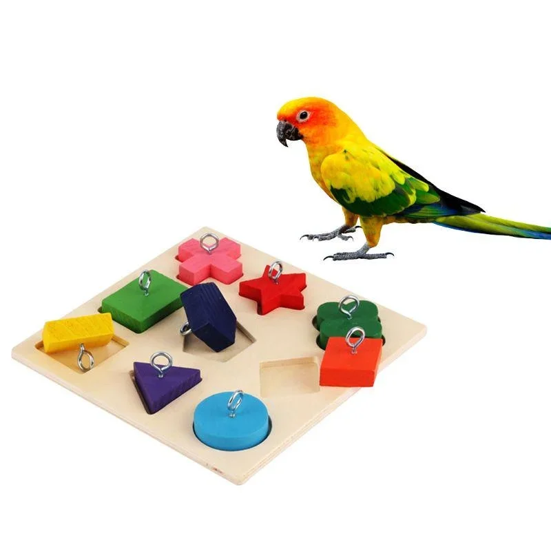 Juguetes educativos para loros, juguetes de entrenamiento interactivos para loros, bloques de madera, rompecabezas para pájaros, suministros para pájaros