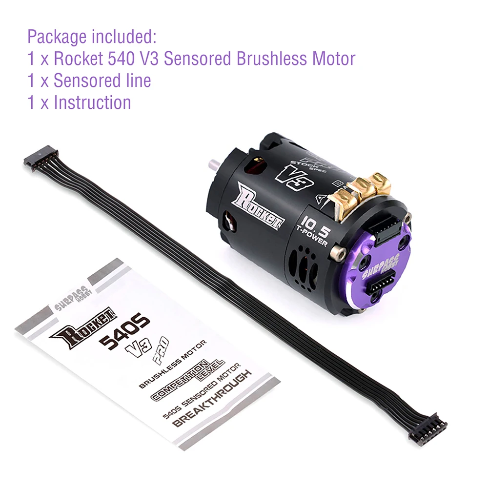 Surpass Hobby Rocket 540 V3 Motor sin escobillas 5,5 T 6,5 T 8,5 T 10,5 T 13,5 T 21,5 T para competición modificada 1/10 1/12 F1 RC Drift Car