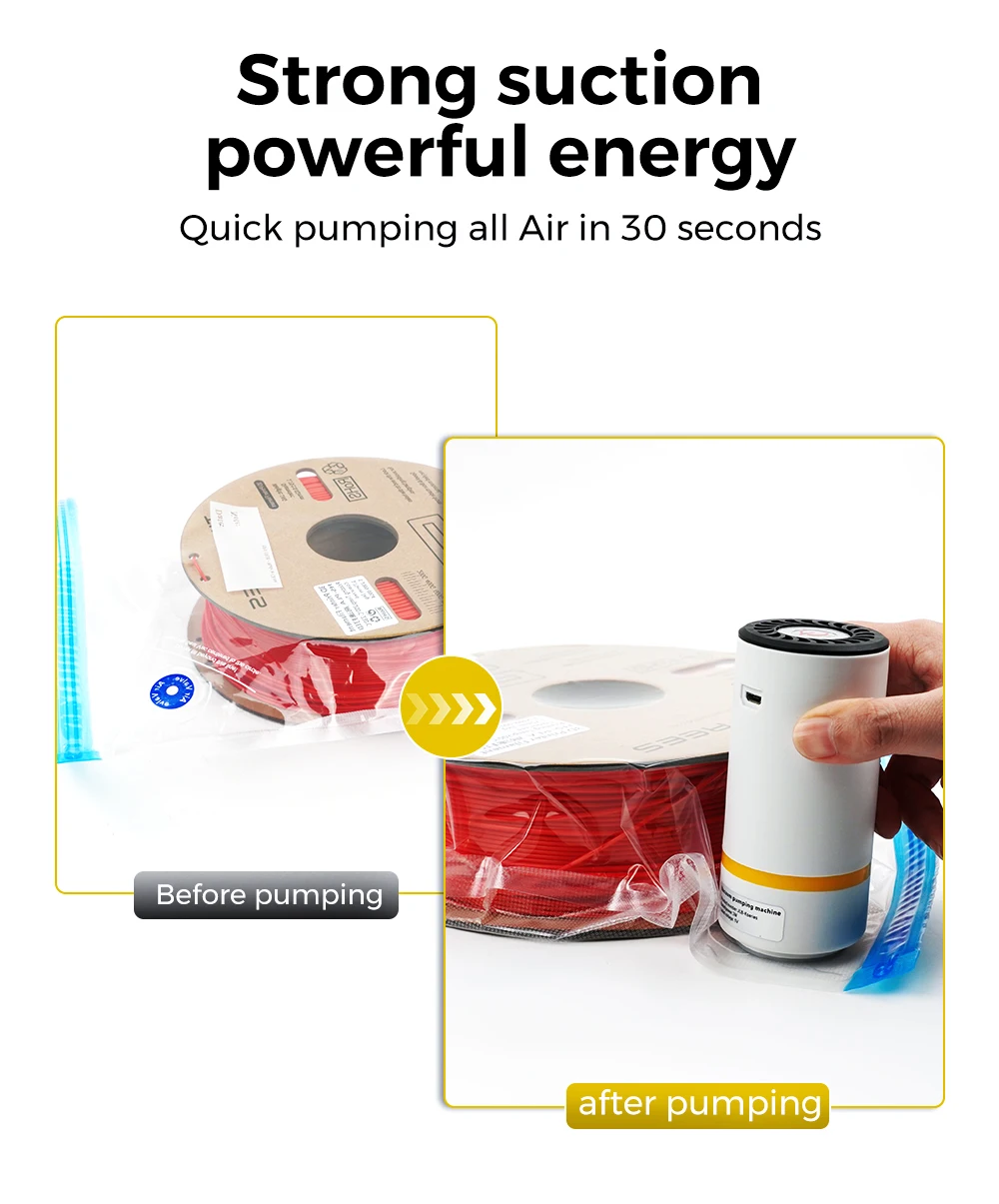 Bolsa de Almacenamiento de Filamento Seco para Impresión 3D, Bolsa de Vacío para Filamento 3D para PLA/ABS/TPU, Bolsa para Bobinas Resistente a la Humedad, Accesorios para Impresora 3D