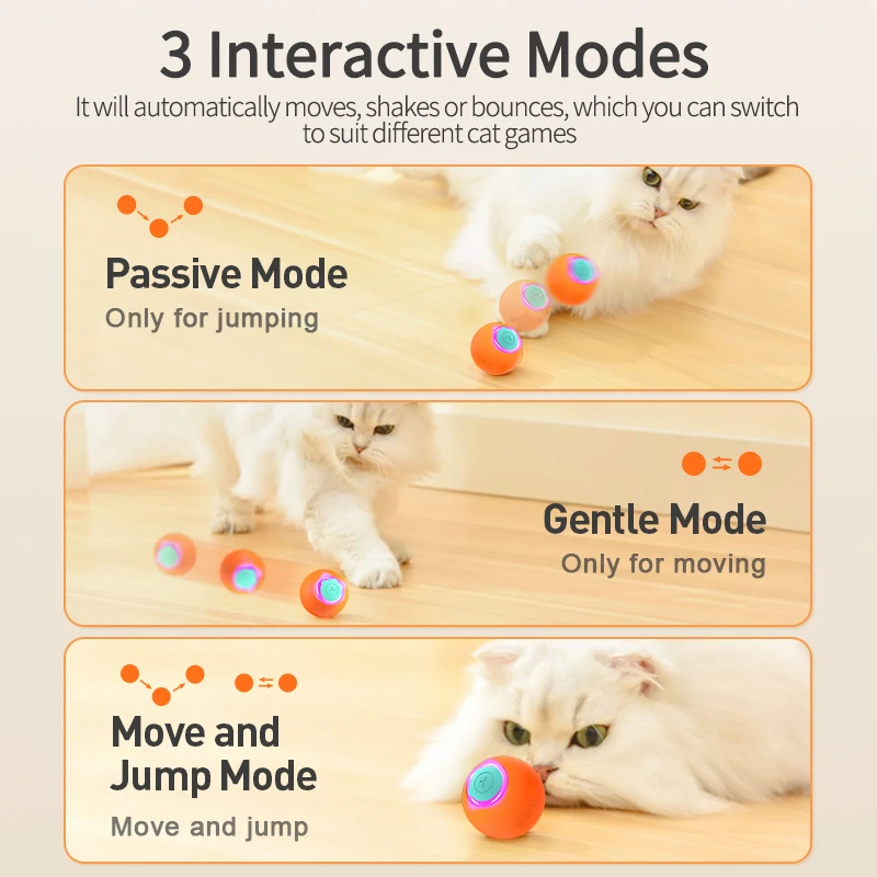 ROJECO-juguetes inteligentes para mascotas, pelota que rebota para gatos, pelota rodante automática, entrenamiento interactivo, juguetes eléctricos móviles, accesorios para mascotas