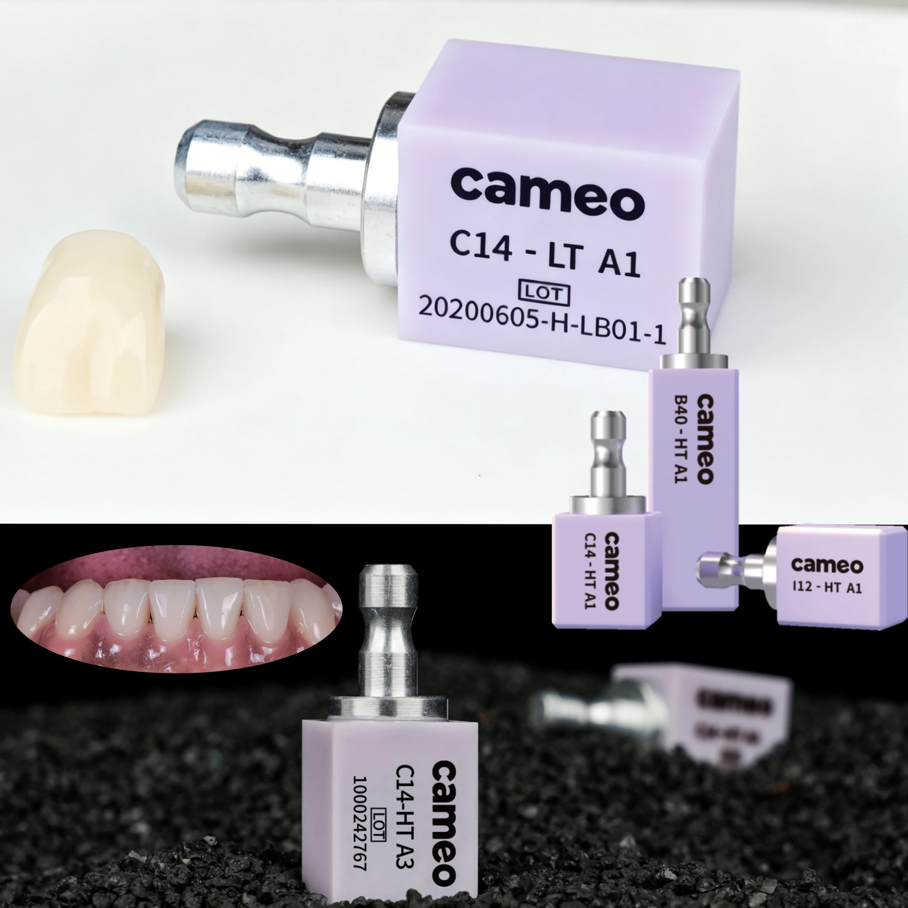 5 Piezas/Caja Aidite Cameo C14 CAD/CAM, Materiales Dentales de Disilicato de Litio Translúcidos, Bloques de Cerámica de Vidrio, Materiales de Laboratorio Dental
