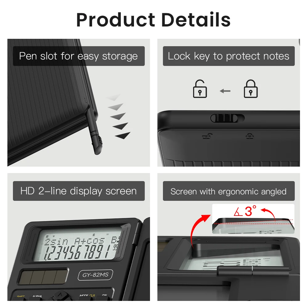 Calculadora científica plegable 2 en 1 y tableta de escritura de 6 pulgadas, pantalla LCD de 82MS y 240 funciones para estudiantes universitarios y profesores