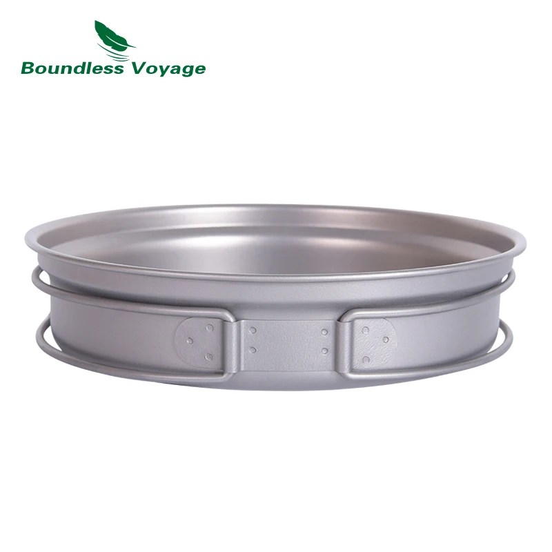 Olla y sartén de titanio Boundless Voyage, olla para mochilero con asas plegables portátiles, Kit de desorden para acampar, juego de utensilios de cocina Ti2110C