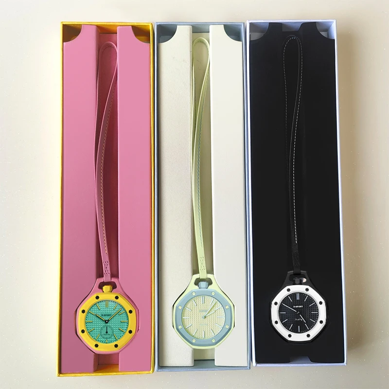 Nuevo Reloj de Bolsillo Octagonal con Cadena para Hombre y Mujer, Reloj Colgante Casual de Cuarzo, Reloj de Pulsera con Colgante de Moda en Color Caramelo