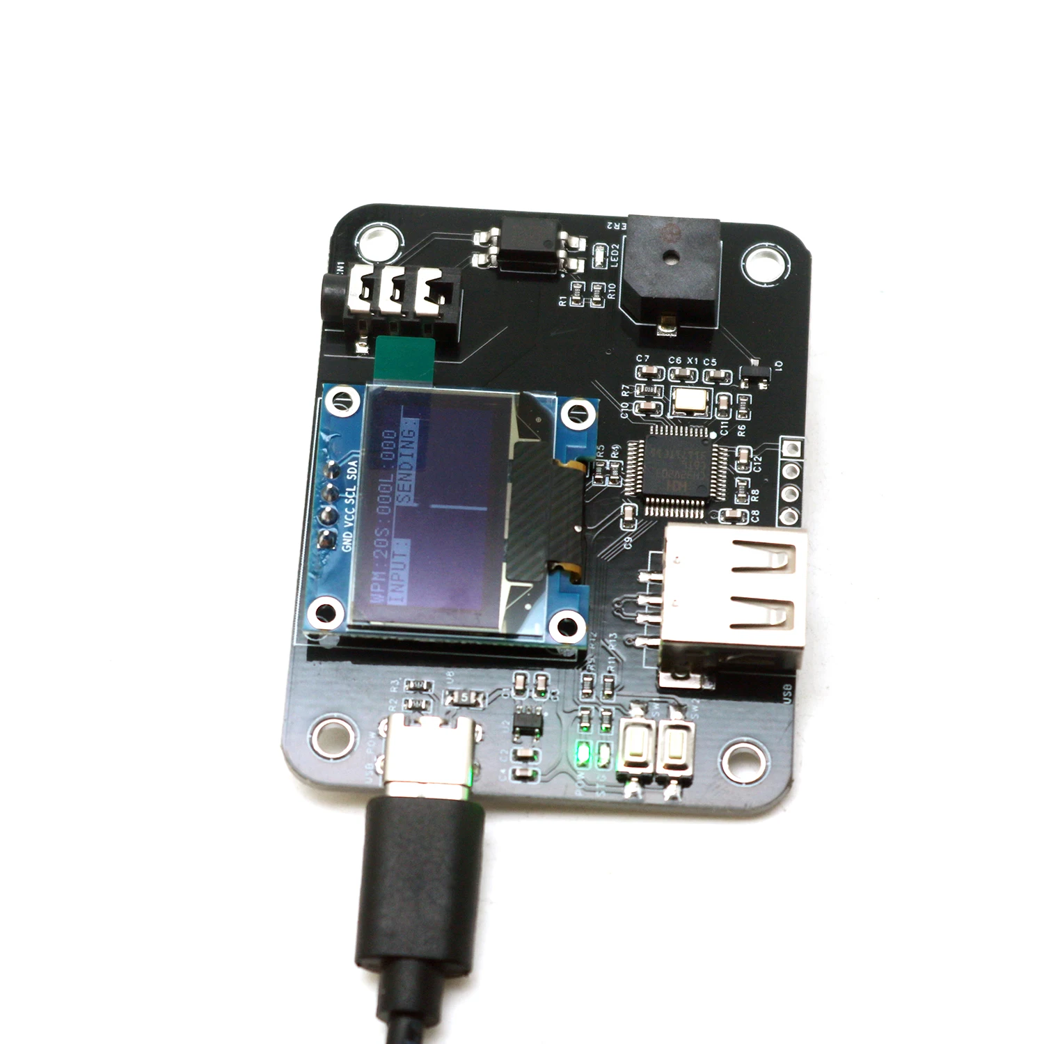 Ham Radio CW Teclado de práctica y transmisión con pantalla OLED y USB, teclado electrónico de código Morse para entrenar radio aficionados
