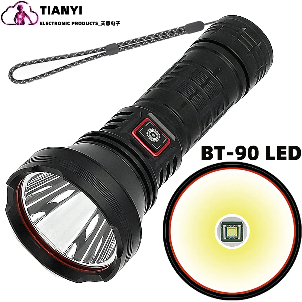 Linterna de Alta Potencia Multifuncional para Exteriores con Cargador de Batería, Batería de Litio 26650, Iluminación Impermeable, Luces Nocturnas