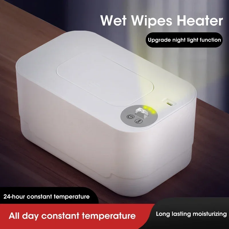 Calentador de toallitas para bebé con pantalla LED, dispensador de toallas húmedas, portátil, carga USB, caja de calefacción para servilletas, hogar y coche