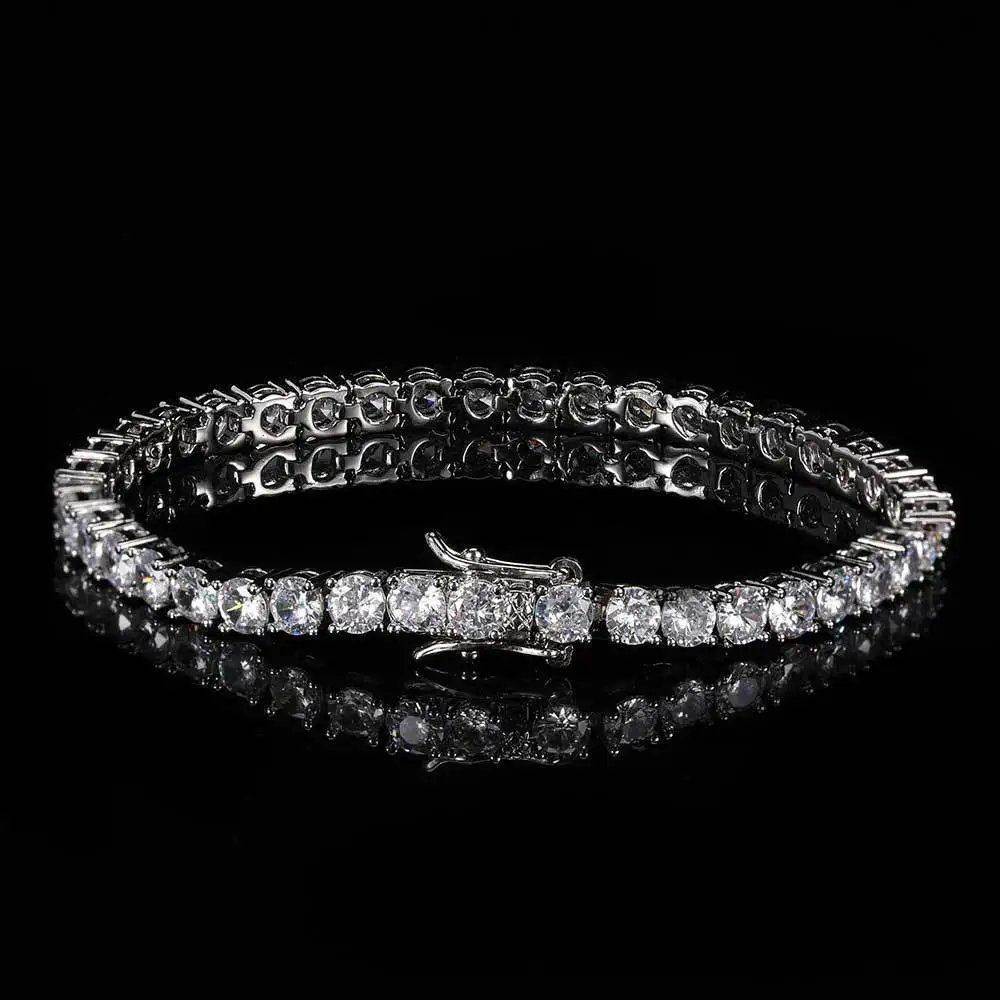 Pulsera de tenis de moissanita completa VVS1 de Color D a la moda de alta calidad de plata de ley S925 para mujer joyería de compromiso de boda