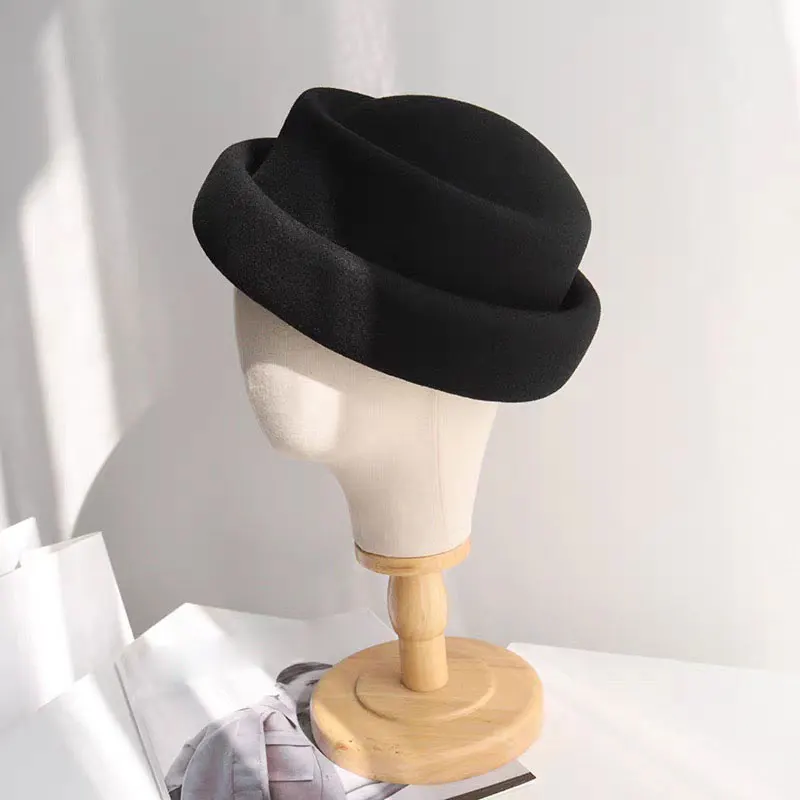 TOMKHU, nueva lana, moda Retro, sombrero Fedora para mujer, boina elegante francesa de diseñador, sombrero de copa para otoño e invierno, estilo de pasarela