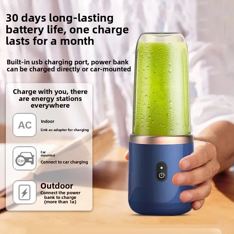 Batidoras de zumo de fruta portátiles, Mini botella eléctrica Personal de verano, USB para el hogar, máquina exprimidora de 6 hojas para cocina
