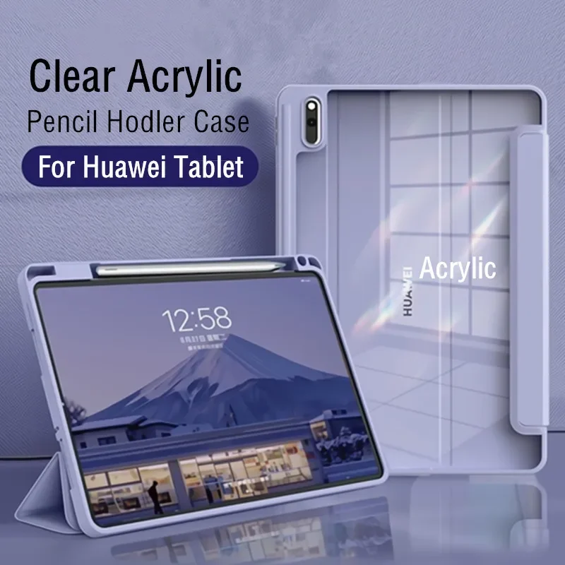 Funda acrílica transparente para Huawei Matepad Air 11,5 2023 11 10,4 Pro 11 10,8, funda con soporte para lápiz para Honor Pad V6 V7, fundas de 10,4 pulgadas
