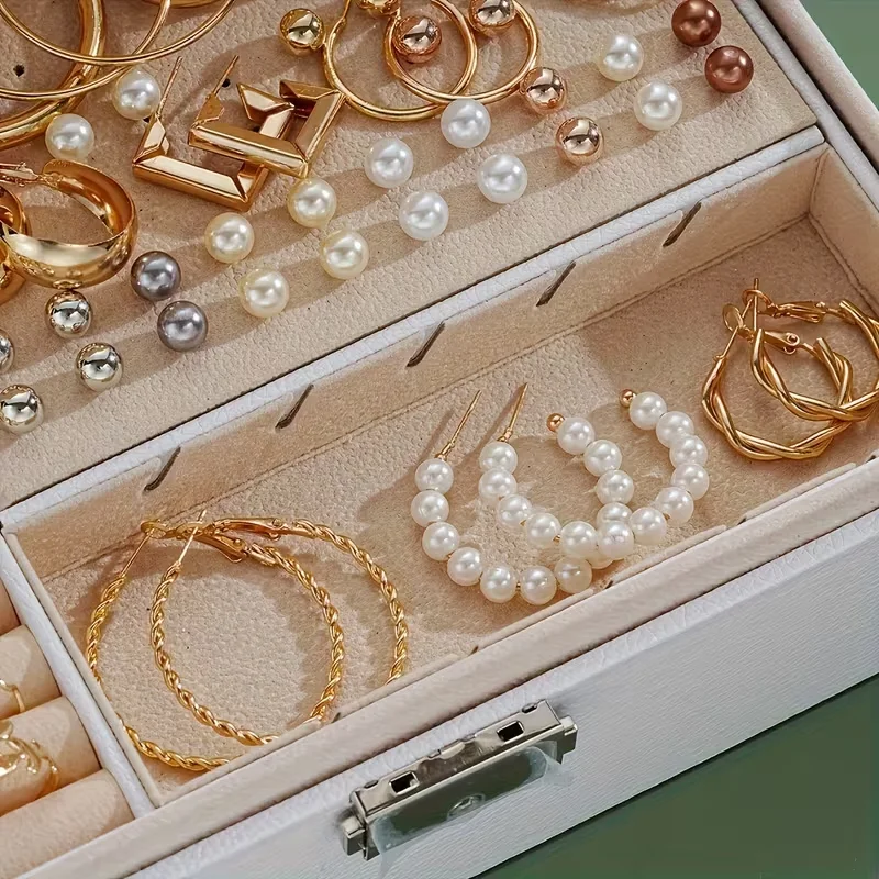 Juego de 86 piezas de joyería de moda para mujer, con perlas, aleación, aretes, collares, anillos, pulseras apilables, estilo bohemio, para fiesta o uso diario, sin caja.