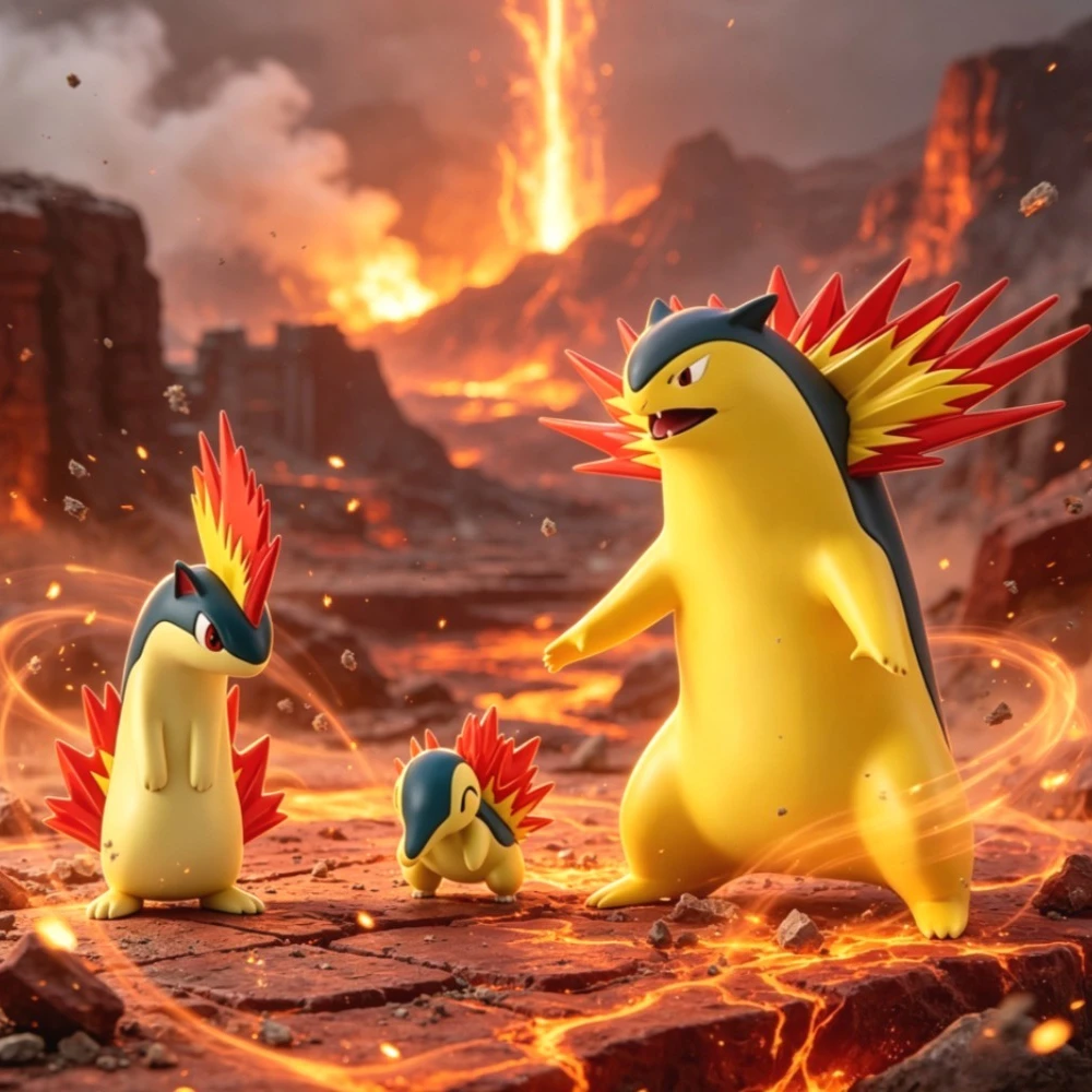 Figuras de Acción de Anime Pokémon, Typhlosion, Figuras de PVC, Estatua Coleccionable de Escritorio, Juguetes de Regalo, 2.5-9.5cm