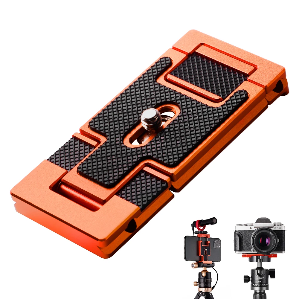 Placa de Liberación Rápida de Aleación de Aluminio K&F CONCEPT con Tornillo de 1/4 de Pulgada, Soporte para Teléfono Inteligente para iPhone, Samsung, Android, Soporte para Cámara de Teléfono