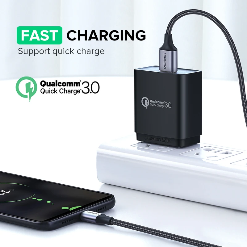 Cable UGREEN USB-A a Micro USB 2A, cable de carga rápida y transferencia de datos, cable trenzado para teléfono móvil Android, 25cm, 50cm, 1m, 2m, corto y largo.