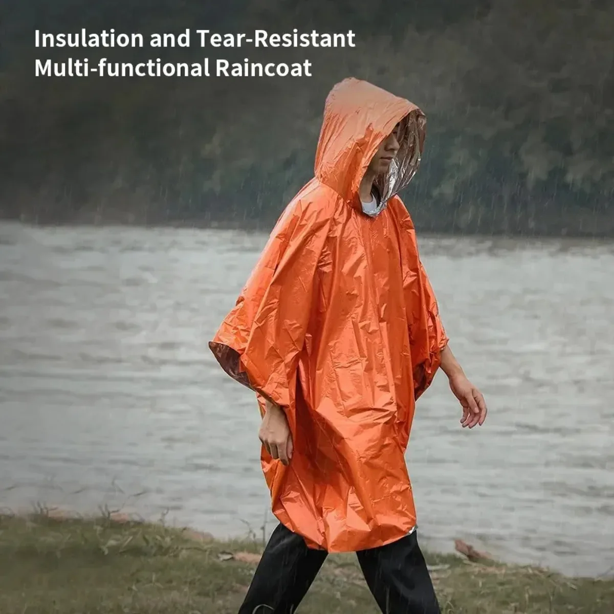 Poncho Impermeable de Emergencia, Manta Impermeable, Equipo de Supervivencia para Camping, Aislamiento contra el Frío, Equipo de Camping