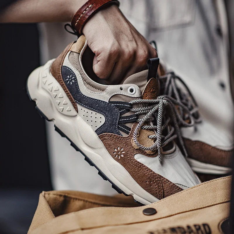 Maden 80's zapatos para correr con empalme Retro para hombres, zapatillas cómodas y transpirables versátiles, zapatos informales bajos para exteriores para hombres