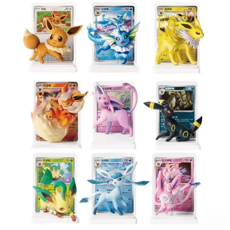 100% Original PKM Juego de Cartas Coleccionables, Colección de Figuras Ilustradas Vol.3, Set de Figuras de Eevee, Juguetes Sorpresa Coleccionables