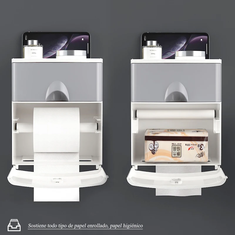 MENGNI soporte de papel higiénico de alta calidad, caja de almacenamiento de pañuelos impermeable, organizador de rollo de inodoro de montaje en pared, juegos de accesorios de baño