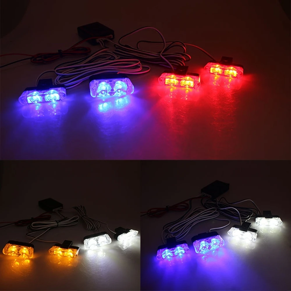 2 Luces Estroboscópicas LED para Parrilla de Coche, Color Ámbar Amarillo, Lámpara de Advertencia Intermitente LED de 12V, Accesorios para Parrilla de Vehículo