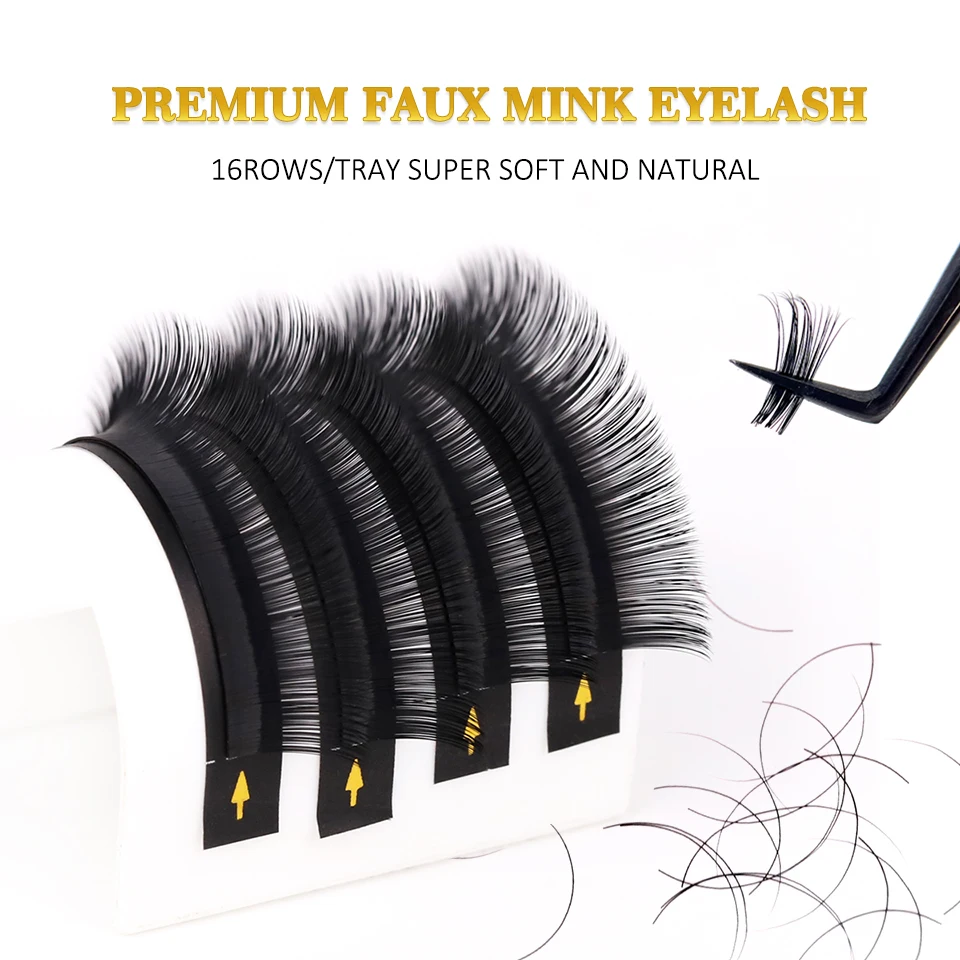 Lote de 10 Bandejas de Extensiones de Pestañas de Cachemira, 5-25mm, Negro Mate, Pestañas Individuales de Volumen 0.03 0.05 0.07 0.10, Extensiones de Pestañas de Visón Sintético