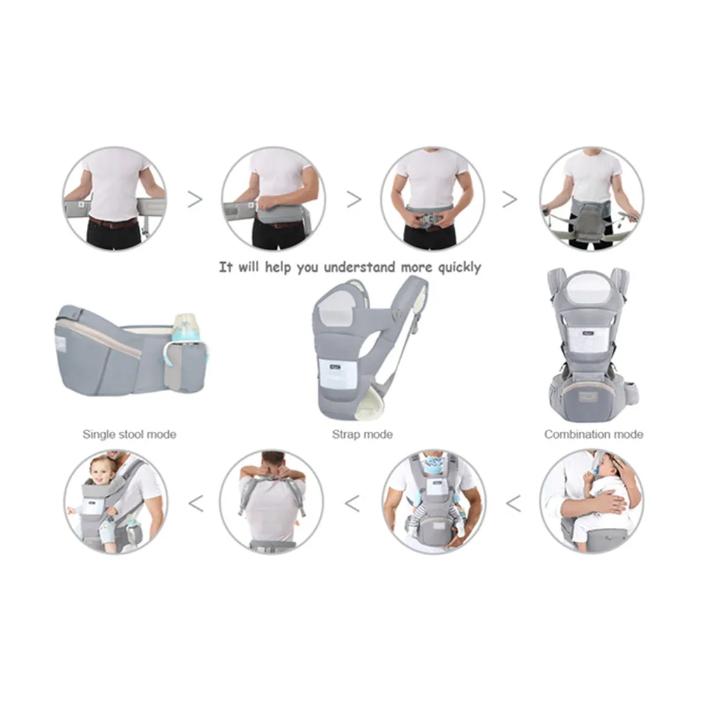 Portabebés ergonómico para bebé, taburete de cintura multifuncional para recién nacido a niño, multiusos antes y después, accesorios para bolsa de canguro