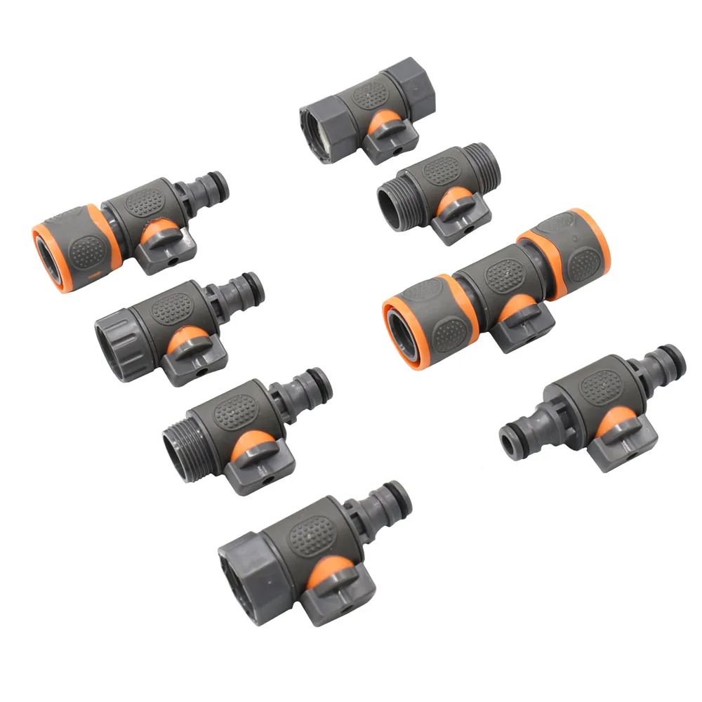 Conector de manguera de jardín de riego de 1/4 ", 1/2", 3/4", 1 ", grifo de jardín, acoplador de tetinas de 16mm, sistema de riego por goteo, accesorios de parada de agua