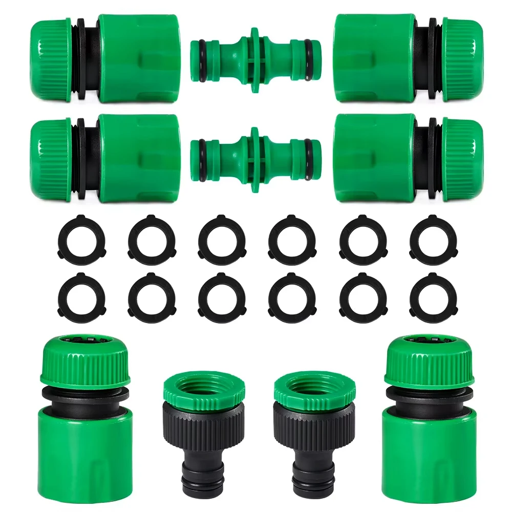 Juego de conectores rápidos para manguera de riego de jardín, adaptador de junta de acoplamiento de manguera hembra/macho de 1/2 "y 3/4", sistema de riego