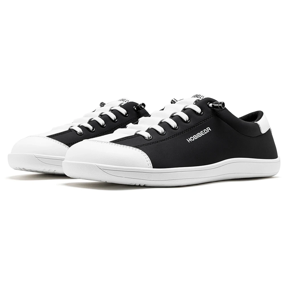 HOBIBEAR, zapatos Unisex de punta ancha descalzos, zapatillas minimalistas de cuero Artificial para hombres y mujeres, zapatos para caminar sin cordones ajustables