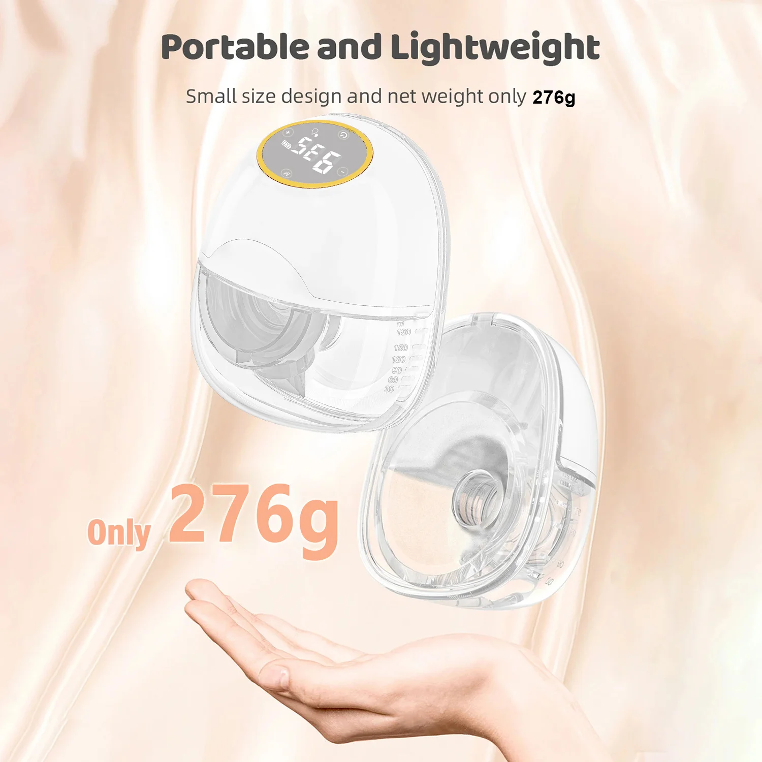 Extractor de leche portátil, extractor de leche eléctrico manos libres con pantalla LED para lactancia materna, 3 modos, 9 niveles de succión, poco ruido