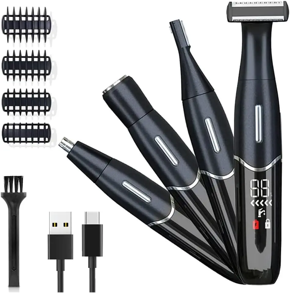 Maquinilla de afeitar eléctrica 4 en 1 para mujer, depilación para cejas, cara, nariz, piernas, axilas y línea de bikini, húmeda y seca
