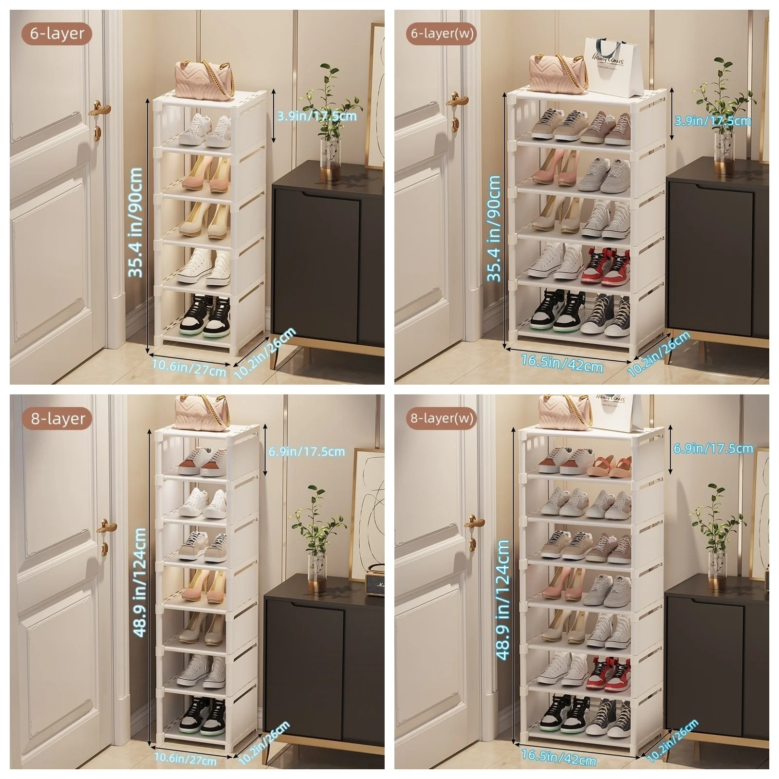 Organizador de zapatos de 6/8 capas, marco de Metal que ahorra espacio y Zapatero de tela multicapa, estante T1 para entrada, pasillo, sala de estar, 1 unidad