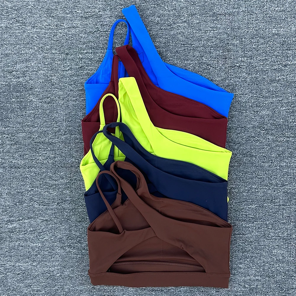 Sujetador deportivo a prueba de golpes para mujer, parte de atrás bonita, ropa interior deportiva para gimnasio, correas oblicuas para los hombros, sujetador para correr, Fitness y Yoga ﻿