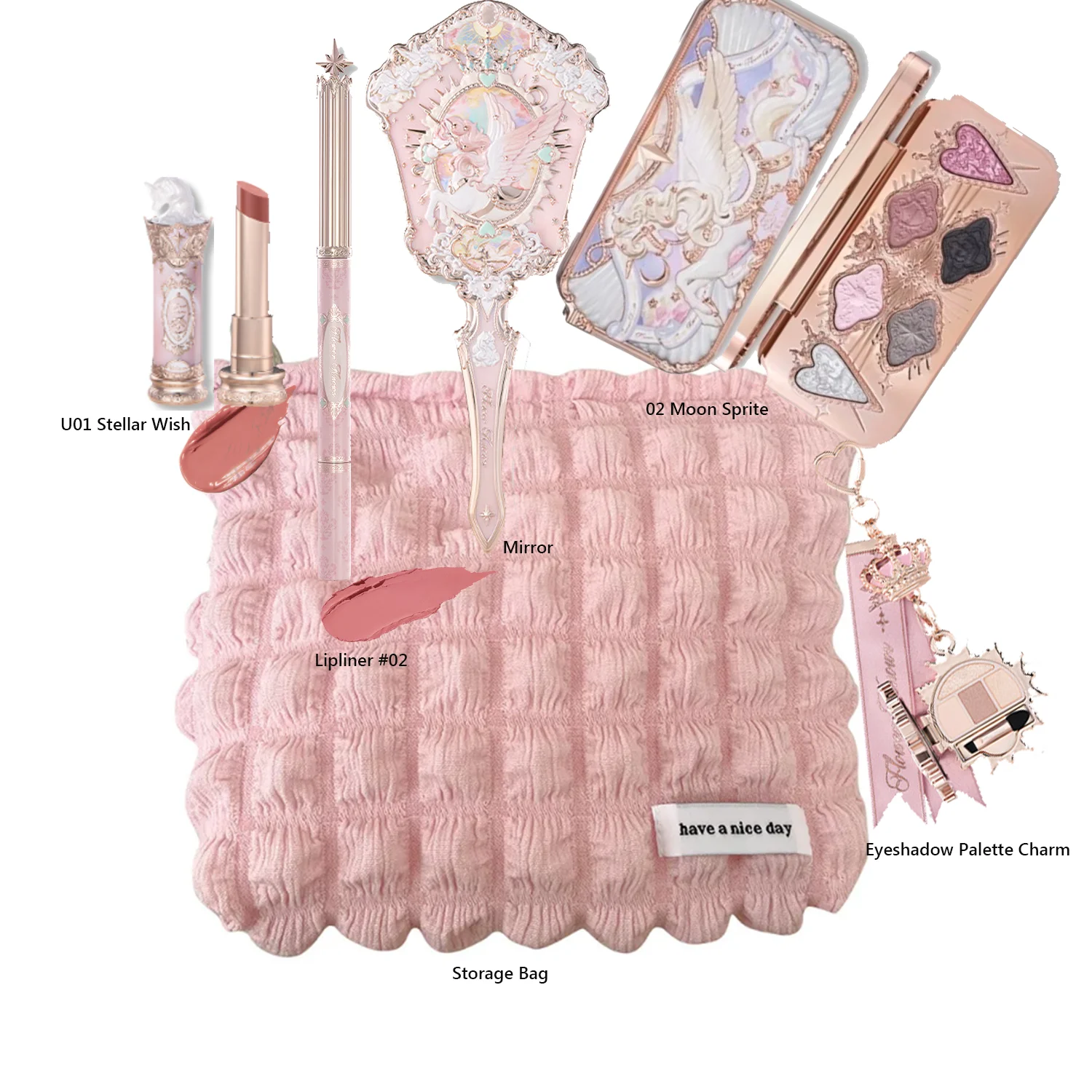 Kit de maquillaje de colección Flower Knows Strawberry Cupid, paleta facial profesional completa, colorete, sombra de ojos, crema de labios, juegos de Perfume sólidos