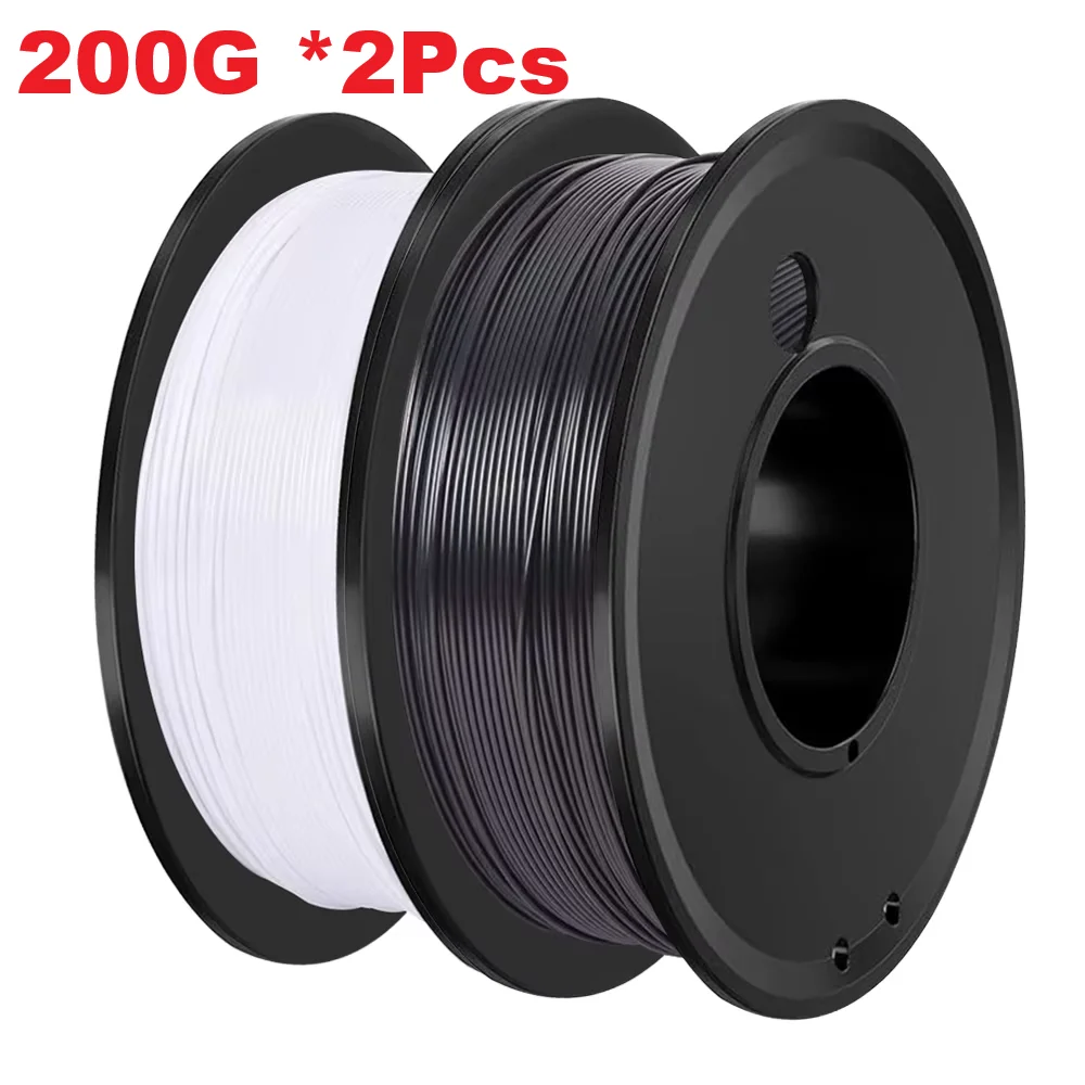 Filamento de impresora 3D PETG 200G blanco y negro 1,75mm Material de impresión FDM de alta calidad Color sólido para impresión 3D