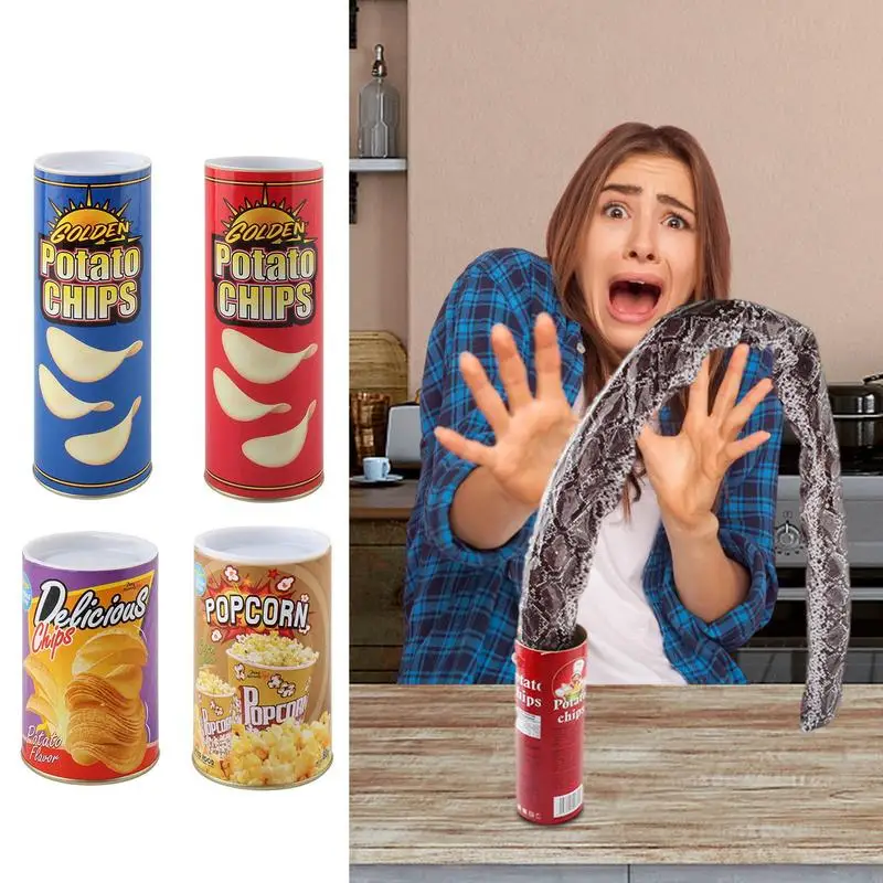 Juguetes de Broma Divertidos para Adultos, Artículos de Broma, Lata de Papas Fritas con Serpiente Saltarina, Juguete de Broma para el Día de los Inocentes, Decoración para Fiestas de Halloween
