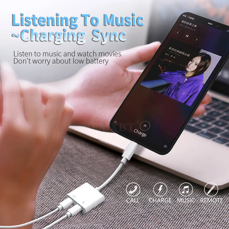 Adaptador de Audio 2 en 1 USB C a Conector de 3.5 MM, Carga Tipo-C, Cable Auxiliar de 3.5 MM para Auriculares con Cable Samsung Xiaomi Huawei