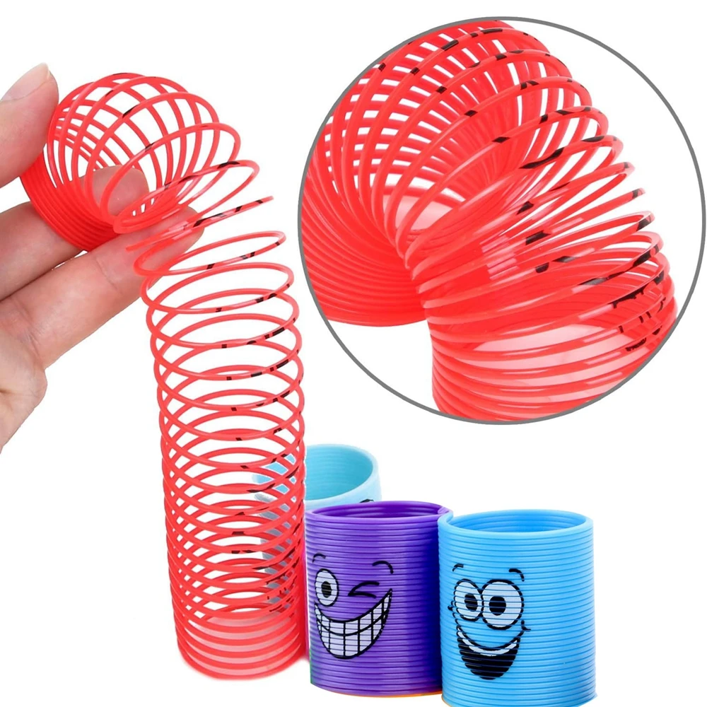 12 Uds. Para niños, niñas, niños, cara sonriente, primavera, arcoíris, magia, antiestrés, resortes en espiral, Mini juguetes a granel, juguetes de recuerdo de fiesta