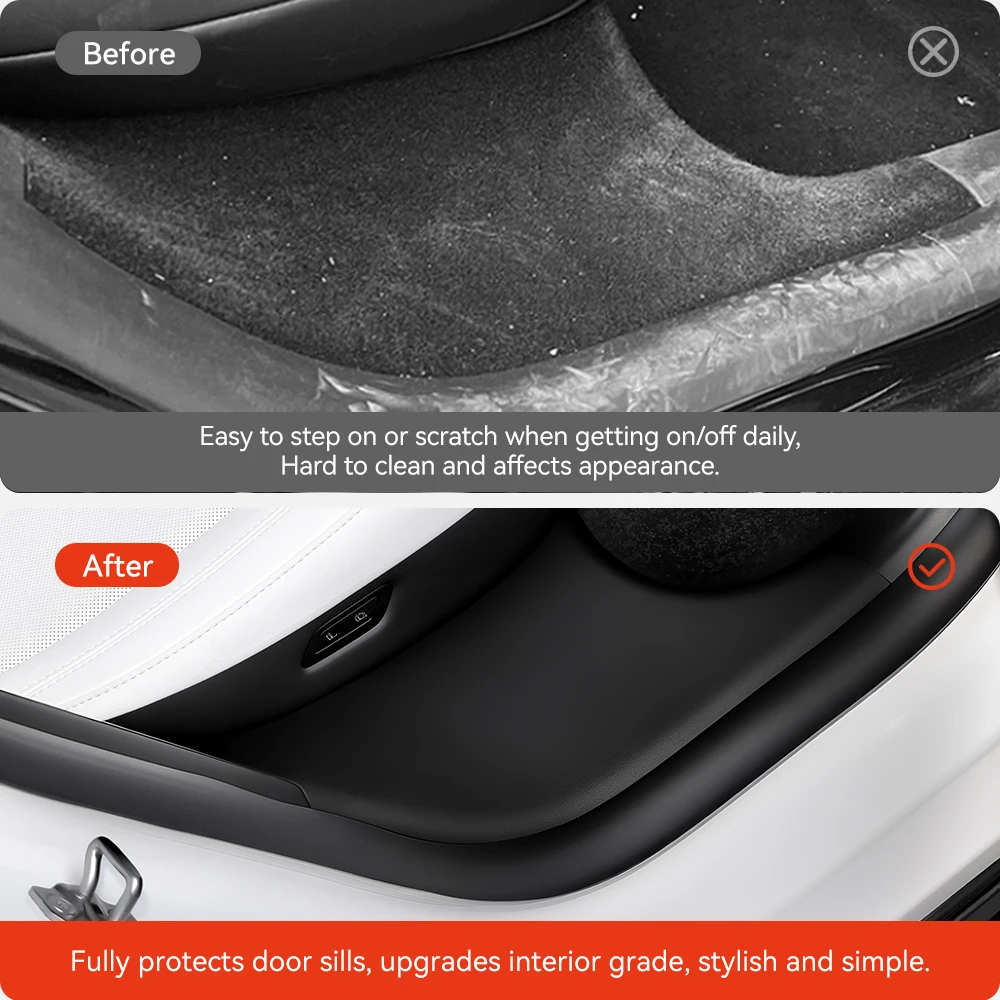 YZ para Tesla Model Y Juniper 2021-2025 cubierta de protección de pista de asiento delantero de coche umbral de puerta trasera placa antipatadas decoración Interior